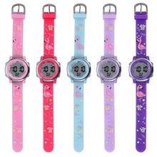Load image into Gallery viewer, JNEW A380-86576 Student Cartoon Flamingo Waterproof Luminous Multifunction LED Electronic Watch