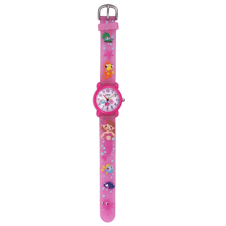 JNEW A335-86261 Children 3D Silicone Cartoon Mermaid Waterproof Quartz Watch