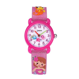 JNEW A335-86261 Children 3D Silicone Cartoon Mermaid Waterproof Quartz Watch