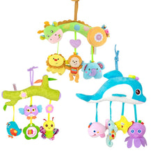 Load image into Gallery viewer, Baby Toys 0-1 Year Old Animal Bed Bells Soothing Plush Toys Baby Rattles Baby Carriage Hanging, A Crossbar - Deer, B Crossbar - Dolphins, C Crossbar - Birds