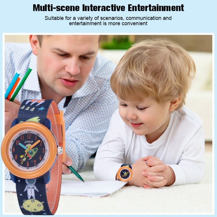 JNEW A369-86408 Children Cartoon Cosmic Starry Sky Waterproof Time Cognitive Ribbon Quartz Watch