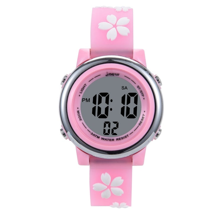 JNEW A380-86195 Children Cartoon Cherry Blossom Waterproof Time Recognition Colorful LED Electronic Watch