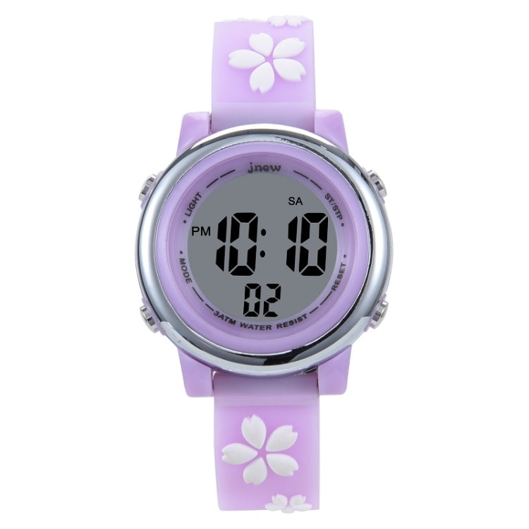 JNEW A380-86195 Children Cartoon Cherry Blossom Waterproof Time Recognition Colorful LED Electronic Watch