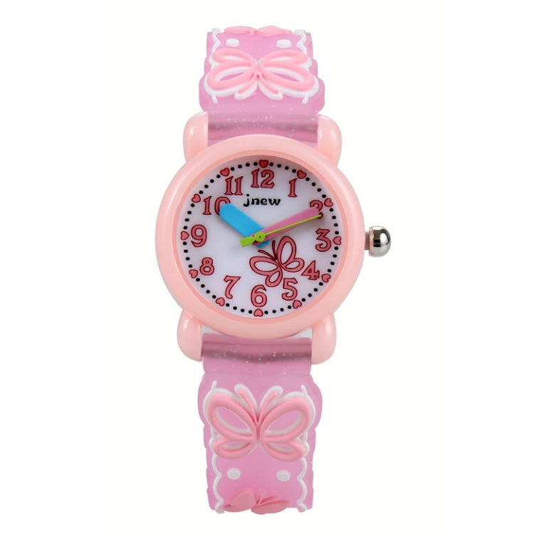 JNEW A335-86228 Children Cartoon 3D Love Butterfly Silicone Waterproof Quartz Watch