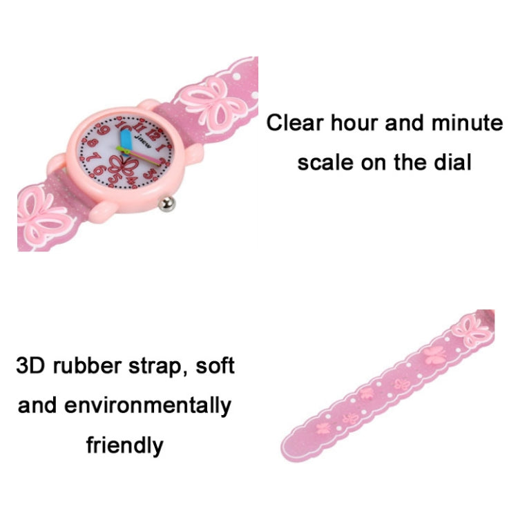 JNEW A335-86228 Children Cartoon 3D Love Butterfly Silicone Waterproof Quartz Watch