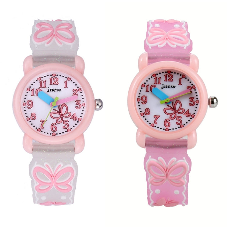 JNEW A335-86228 Children Cartoon 3D Love Butterfly Silicone Waterproof Quartz Watch