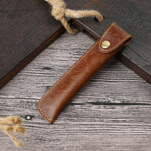 Load image into Gallery viewer, Pen Bag Personality Retro Pure Handmade First Layer Leather Pen Case Protective Cover, Mad Horse Skin Black, Mad Horse Skin Coffee, Mad Horse Skin Brown, Mad Horse Skin Green, Mad Horse Skin Wine Red, Mad Horse Skin  Blue, Mad Horse Skin Purple        ...