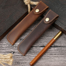Load image into Gallery viewer, Pen Bag Personality Retro Pure Handmade First Layer Leather Pen Case Protective Cover, Mad Horse Skin Black, Mad Horse Skin Coffee, Mad Horse Skin Brown, Mad Horse Skin Green, Mad Horse Skin Wine Red, Mad Horse Skin  Blue, Mad Horse Skin Purple        ...
