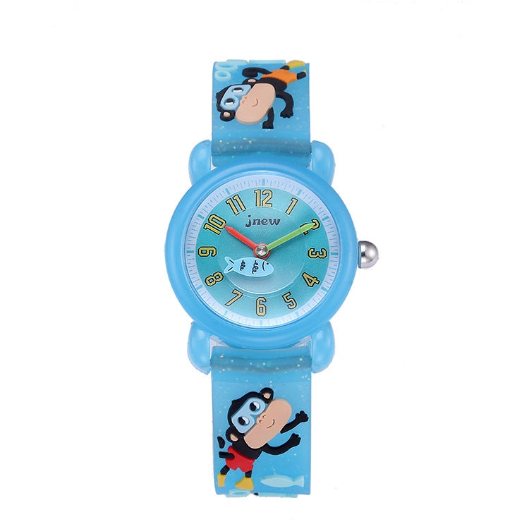 JNEW A335-86267 Children Cartoon 3D Diving Monkey Silicone Waterproof Quartz Watch