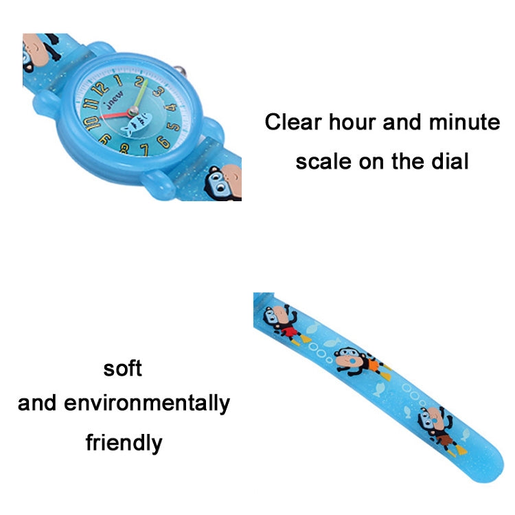 JNEW A335-86267 Children Cartoon 3D Diving Monkey Silicone Waterproof Quartz Watch