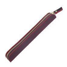 Load image into Gallery viewer, Retro Simple Leather Stylus Leather Zipper Pen Protection Case Crazy Horse Skin Mini Pen Case, Black, Yellow Brown, Wine Red, Coffee, Ink Green, Blue, Purple, Deep Brown
