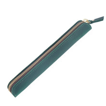 Load image into Gallery viewer, Retro Simple Leather Stylus Leather Zipper Pen Protection Case Crazy Horse Skin Mini Pen Case, Black, Yellow Brown, Wine Red, Coffee, Ink Green, Blue, Purple, Deep Brown
