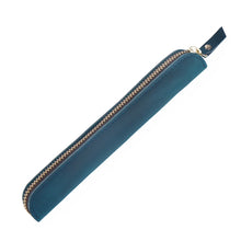 Load image into Gallery viewer, Retro Simple Leather Stylus Leather Zipper Pen Protection Case Crazy Horse Skin Mini Pen Case, Black, Yellow Brown, Wine Red, Coffee, Ink Green, Blue, Purple, Deep Brown