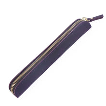 Load image into Gallery viewer, Retro Simple Leather Stylus Leather Zipper Pen Protection Case Crazy Horse Skin Mini Pen Case, Black, Yellow Brown, Wine Red, Coffee, Ink Green, Blue, Purple, Deep Brown