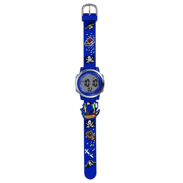 JNEW A380-20092 Children Cartoon 3D Pirate Ship Waterproof Time Cognitive Multifunction Sports LED Electronic Watch