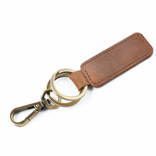 Load image into Gallery viewer, 2 PCS Handmade Crazy Horse Leather Retro Keychain Car Couple Keychain, Double Ring
