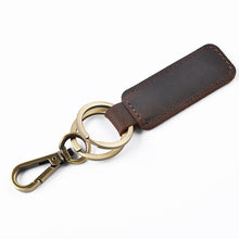 Load image into Gallery viewer, 2 PCS Handmade Crazy Horse Leather Retro Keychain Car Couple Keychain, Double Ring