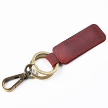 Load image into Gallery viewer, 2 PCS Handmade Crazy Horse Leather Retro Keychain Car Couple Keychain, Double Ring