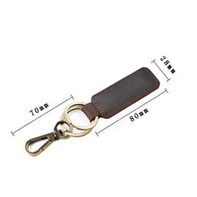 Load image into Gallery viewer, 2 PCS Handmade Crazy Horse Leather Retro Keychain Car Couple Keychain, Double Ring