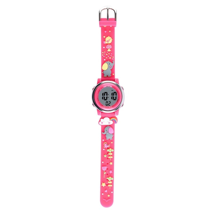 JNEW A380-86664 Children Cartoon 3D Happy Small Elephant Alarm Waterproof Sports LED Digital Watch