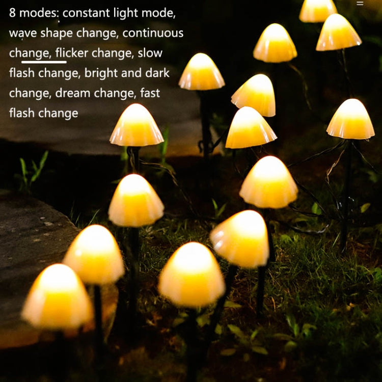 Solar Mushroom Lawn Light Outdoor Waterproof Garden Villa Landscape Decorative String Lights, 3.8m 10 LEDs, 5m 20 LEDs, 6.5m 30 LEDs