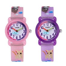 Load image into Gallery viewer, JNEW A335-86264 Children Cartoon 3D Kitten Catching Fish Silicone Waterproof Quartz Watch