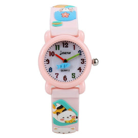 JNEW A335-86192 Children 3D Silicone Cute Cartoon Scheming Cat Waterproof Quartz Watch