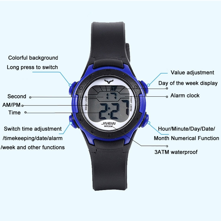 JNEW Children Multi-Function Colorful Backlight Waterproof Sports Electronic Watch