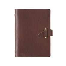 Load image into Gallery viewer, A5 Cowhide Retro Loose-Leaf Notebook Diary Office Business Simple Notepad Crazy Horse Leather Handbook, Brown, Ink Green, Blue, Black, Coffee, Wine Red, Purple