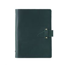 Load image into Gallery viewer, A5 Cowhide Retro Loose-Leaf Notebook Diary Office Business Simple Notepad Crazy Horse Leather Handbook, Brown, Ink Green, Blue, Black, Coffee, Wine Red, Purple