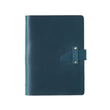 Load image into Gallery viewer, A5 Cowhide Retro Loose-Leaf Notebook Diary Office Business Simple Notepad Crazy Horse Leather Handbook, Brown, Ink Green, Blue, Black, Coffee, Wine Red, Purple