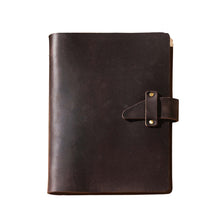 Load image into Gallery viewer, A5 Cowhide Retro Loose-Leaf Notebook Diary Office Business Simple Notepad Crazy Horse Leather Handbook, Brown, Ink Green, Blue, Black, Coffee, Wine Red, Purple