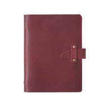 Load image into Gallery viewer, A5 Cowhide Retro Loose-Leaf Notebook Diary Office Business Simple Notepad Crazy Horse Leather Handbook, Brown, Ink Green, Blue, Black, Coffee, Wine Red, Purple