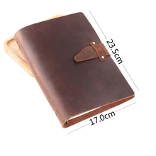 Load image into Gallery viewer, A5 Cowhide Retro Loose-Leaf Notebook Diary Office Business Simple Notepad Crazy Horse Leather Handbook, Brown, Ink Green, Blue, Black, Coffee, Wine Red, Purple