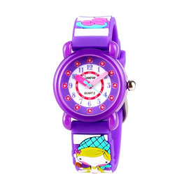 JNEW A335-86224 Children Cartoon 3D Cooking Firl Waterproof Quartz Silicone Watch