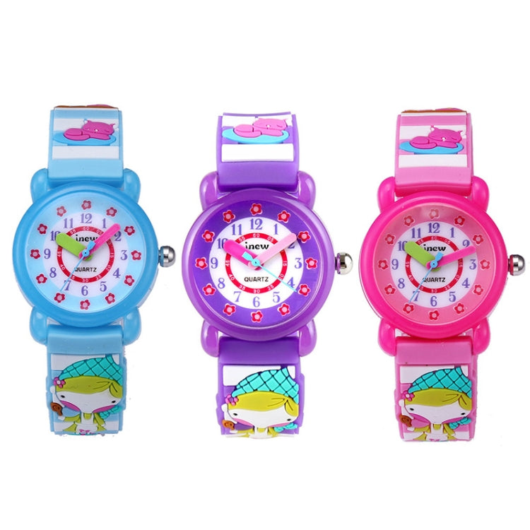 JNEW A335-86224 Children Cartoon 3D Cooking Firl Waterproof Quartz Silicone Watch