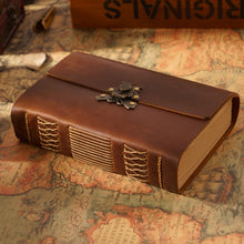 Load image into Gallery viewer, Handmade Sketchbook Cowhide Notebook Retro Notepad Notebook Diary Gift, Crazy Horse - Yellow Brown, Carved - Yellow Brown