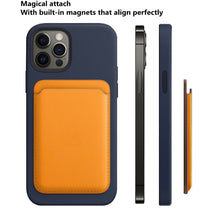 Load image into Gallery viewer, MagSafe Magnetic Leather Card Case Holster For iPhone, Saddle Brown, Indigo Sea BLue, California Poppy, Black, Dark Night Green, Red, Pink