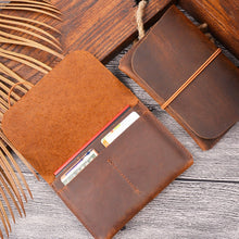 Load image into Gallery viewer, Crazy Horse Skin  Passport Bag Document Holder Retro Boarding Pass Wallet Card Holder, Brown, Black, Ink Green, Wine Red, Blue, Coffee