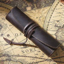 Load image into Gallery viewer, Retro First Layer Cowhide Pen Curtain Simple Literary Pencil Case Multifunctional Volume Pencil Case, Crazy Horse Skin Black, Crazy Horse Skin Coffee, Crazy Horse Skin Brown, Crazy Horse Skin Wine Red, Crazy Horse Skin Ink Green, Crazy Horse Skin Blue