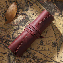 Load image into Gallery viewer, Retro First Layer Cowhide Pen Curtain Simple Literary Pencil Case Multifunctional Volume Pencil Case, Crazy Horse Skin Black, Crazy Horse Skin Coffee, Crazy Horse Skin Brown, Crazy Horse Skin Wine Red, Crazy Horse Skin Ink Green, Crazy Horse Skin Blue