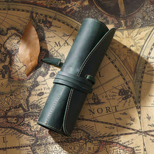 Load image into Gallery viewer, Retro First Layer Cowhide Pen Curtain Simple Literary Pencil Case Multifunctional Volume Pencil Case, Crazy Horse Skin Black, Crazy Horse Skin Coffee, Crazy Horse Skin Brown, Crazy Horse Skin Wine Red, Crazy Horse Skin Ink Green, Crazy Horse Skin Blue