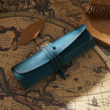 Load image into Gallery viewer, Retro First Layer Cowhide Pen Curtain Simple Literary Pencil Case Multifunctional Volume Pencil Case, Crazy Horse Skin Black, Crazy Horse Skin Coffee, Crazy Horse Skin Brown, Crazy Horse Skin Wine Red, Crazy Horse Skin Ink Green, Crazy Horse Skin Blue