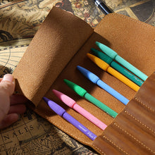 Load image into Gallery viewer, Retro First Layer Cowhide Pen Curtain Simple Literary Pencil Case Multifunctional Volume Pencil Case, Crazy Horse Skin Black, Crazy Horse Skin Coffee, Crazy Horse Skin Brown, Crazy Horse Skin Wine Red, Crazy Horse Skin Ink Green, Crazy Horse Skin Blue
