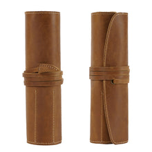 Load image into Gallery viewer, Retro First Layer Cowhide Pen Curtain Simple Literary Pencil Case Multifunctional Volume Pencil Case, Crazy Horse Skin Black, Crazy Horse Skin Coffee, Crazy Horse Skin Brown, Crazy Horse Skin Wine Red, Crazy Horse Skin Ink Green, Crazy Horse Skin Blue