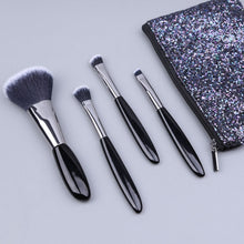 Load image into Gallery viewer, 4 In 1 Black Pebbles Makeup Brush Set Eyeshadow Brush Foundation Brush Portable Makeup Brush,Style:, Bare Brush, Brush + Makeup Brush Bag