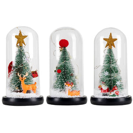 Christmas Cedar Window Display Glass Cover LED Light Ornaments, Star Deer, Furball Deer, Star Santa Claus