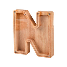 Load image into Gallery viewer, Wooden English Alphabet Piggy Bank Transparent Acrylic Piggy Bank