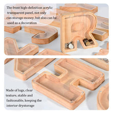 Load image into Gallery viewer, Wooden English Alphabet Piggy Bank Transparent Acrylic Piggy Bank