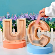 Load image into Gallery viewer, Wooden English Alphabet Piggy Bank Transparent Acrylic Piggy Bank